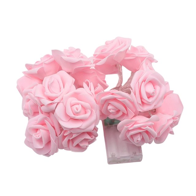 Pink LED Rose String Lights, 10 Ft 40 LED Flower Vine Fairy Lights, Battery Operated Wedding Party Decor, Romantic Home Lighting, Decorative Light Strand