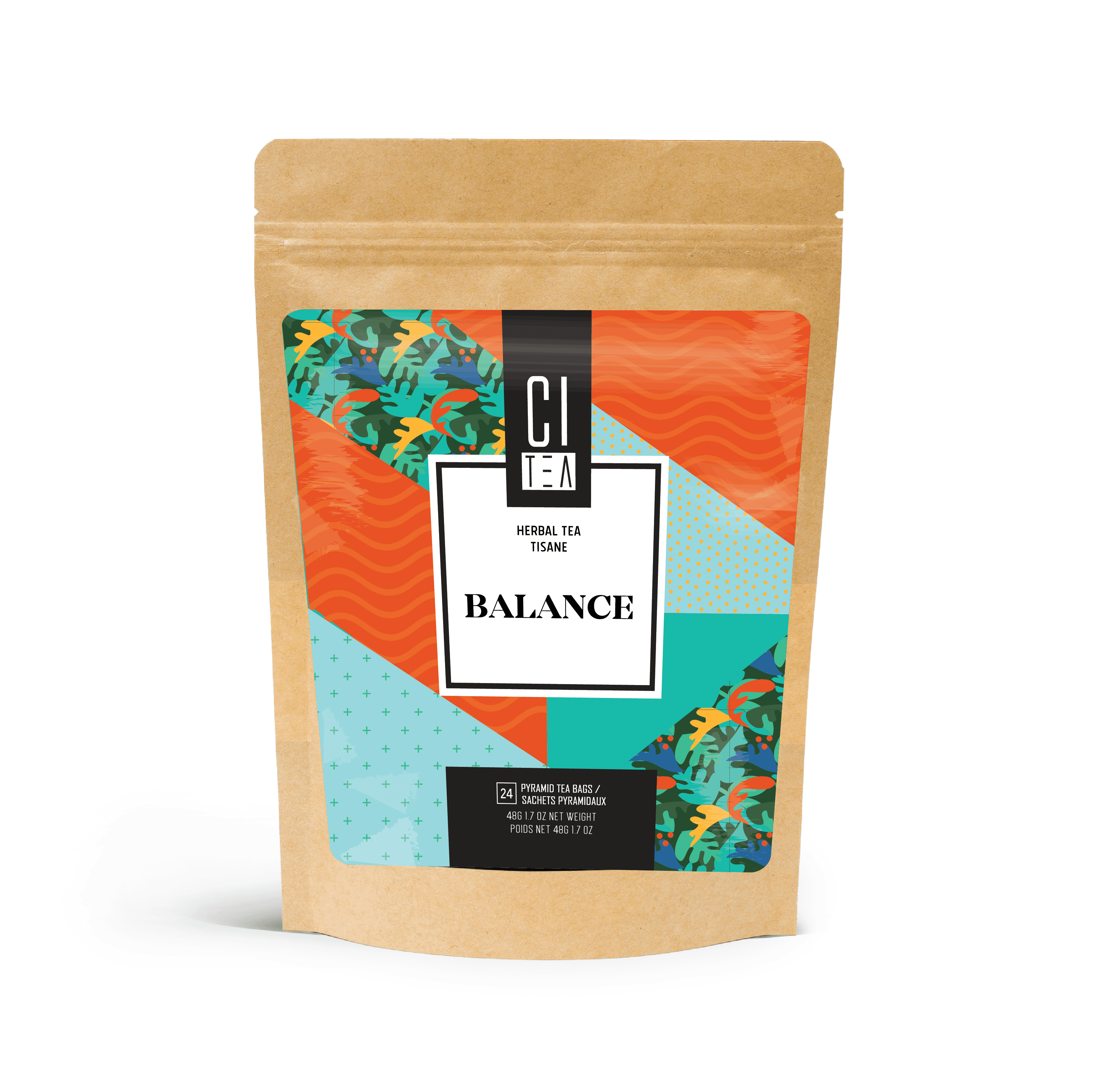 Balance Herbal Tea, Caffeine Free Tea in Pyramid Tea Bags, 2g x 24 Tea Bag - Citea