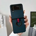 thumbnail image 2 of For Samsung Galaxy Z Flip4 5G Ring Buckle Genuine Leather Large Pebbled Phone Case Green, 2 of 5