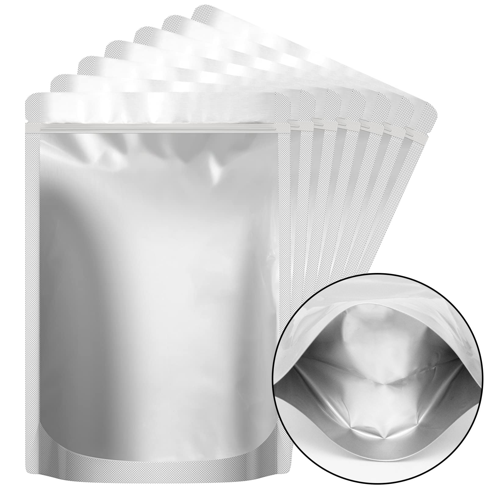 Muka 50 PCS 7x12 inch Food Grade Aluminum Foil Stand Up Pouch, Heat ...