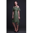 thumbnail image 2 of Bimba Green Geometric Printed Womens Cold Shoulder Tunic Party Round Neck Shift Dress - Large, 2 of 6