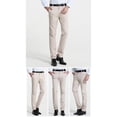 thumbnail image 3 of Mens Business Casual Pants Solid Color Stretch Wrinkle Resistant Trouser Zipper Button Straight Suit Pant White S, 3 of 4