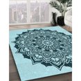 thumbnail image 3 of Ahgly Company Tapis de Zone Carré Électrique Bleu Lavable en Machine, 7 Pieds Carré, 3 of 7