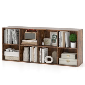 Costway 8-Cube Bibliothèque Bibliothèque avec 2 Kits anti-dérapants Organisateur de rangement Rustic Brown