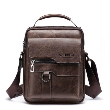 Kcavykas Clearance Sales Home Storage Organiser Crossbody Bag Men's Shoulder Bag Vintage Leather Vertical Hand Business Men's Casual Leather Bag Satchel Bag for Men Gift for Father /Anniversary