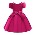 thumbnail image 4 of PMVFHDE Robe 4t Filles Robe Élégante Épaules Dénudées Ligne A Décontractée Fête Robes Rose Vif,6-7 Ans, 4 of 5