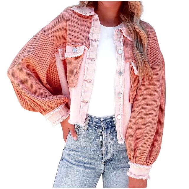 CEHVOM Mode Femmes Décontracté Col Rabattu Manches Longues Ample Sans Capuche Manteau T-Shirt Blouse Hauts Liquidation