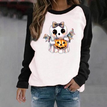 Wpawbk Chandail en Molleton Surdimensionné à Manches Longues et Col Rond Imprimé d'Halloween pour Femmes, Doux, Confortable et Élégant, pour Femmes, Automne Printemps Hiver, Décontracté, Rendez-Vous, Fête, Travail, Maison, Vacances, Mode Attrayante