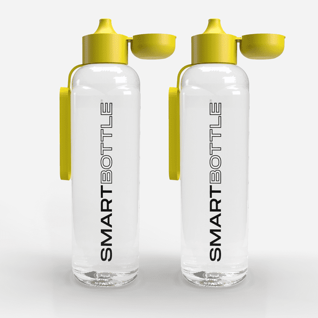 Smartbottle Sports Large Reusable Water Bottle, Yellow, 1000ml / 1L, 2-Pack