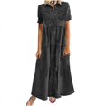 thumbnail image 2 of TIMIFIS Robe-Chemise en Denim d'Été pour Femme à Manches Courtes, Robe en Jean Usée, Boutonnée, Robe Maxi Décontractée, 2 of 4