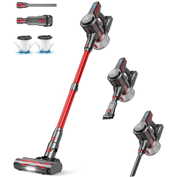 CHEBIO Cordless Vacuum Cleaner, Stick Vacuum with Powerful Suction, 45Mins Runtime Vacuum Cleaners for Home, Anti-tangle and 1.5L Dust Cup, 6 in 1 Li