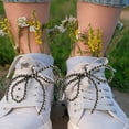 thumbnail image 5 of Fwttom Pearl Ribbon Shoe Decoration Elegant Buckle Pearl Bead Chain Ladies Diy Shoe Lace 2Pc, 5 of 5