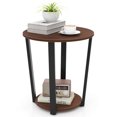 thumbnail image 1 of Costway Table d'Extrémité Industrielle Table d'Appoint de Canapé Table de Nuit avec Tablette de Rangement et Cadre en Métal, 1 of 10