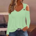 thumbnail image 2 of Yuyuzo Womens Tunic Tops Cold Shoulder Long Sleeve Shirts Loose Solid Color Lightweight Tee Tops, 2 of 5