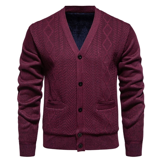 Cardigan Épais Texturé pour Homme, Veste en Tricot à Boutons