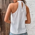 thumbnail image 4 of Haut Sans Manches pour Femmes, Design à Encolure Suspendue Semi-Transparente, Polyester Uni, Tenue Décontractée d'Été Légère, Tenue Quotidienne Respirante, Blanc G, 4 of 7