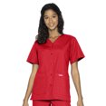 thumbnail image 1 of Landau Haut d'Uniforme à Boutons-Pression pour Femme, Coupe Classique Décontractée, Col en V, 4 Poches, 1 of 1