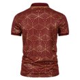 thumbnail image 3 of CEHVOM Fashion Men's Collar Top Stand Collar Print Short Sleeve Button Matching Summer, 3 of 5