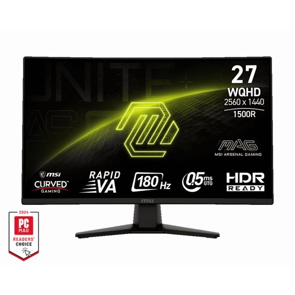 MSI 27 Pouces 2560 x 1440 (QHD) 180 Hz 0,5 Ms (GTG) Incurvé 1500R VA Rapide Moniteur de Jeu Inclinaison Réglable (MAG 274CQF)