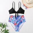thumbnail image 4 of Womens High Waisted Bikini Set Tie Knot High Waisted Two Piece Swimsuits Bathing Suits, 4 of 5