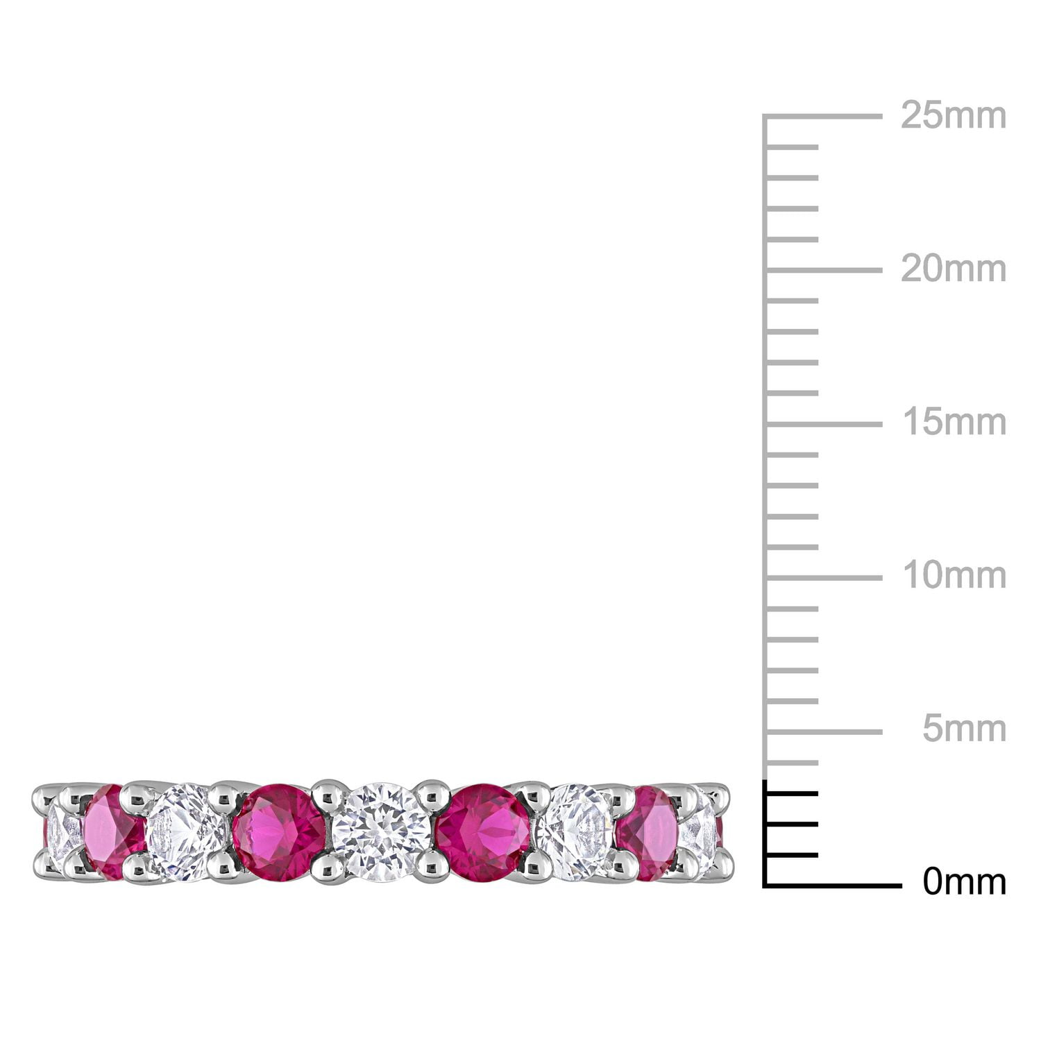 Miabella 3-3/4 Carat T.G.W. Created Ruby and Created White Sapphire Sterling Silver Eternity Anniversary Ring