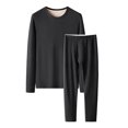 thumbnail image 1 of Men's Plus Size Autumn Winter Silk Wool Blend fleeced Lined Base Layer Set, Black, Size 5XL, 1 of 8