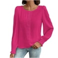 thumbnail image 2 of RXIRUCGD Haut/chemise Décontracté pour Femmes Couleur Unie Patchwork en Dentelle Manches Longues Col Rond, Rouge, Taille : S, 2 of 5