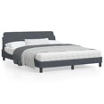 thumbnail image 1 of vidaXL Bed Frame with Headboard Dark Grey 152x203 cm Velvet, 1 of 5