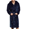 thumbnail image 1 of WZXFASHION Men's Winter Lengthened Coralline Plush Shawl Bathrobe Long Sleeved Robe Coat Intimates Blue XXXXXL, 1 of 4