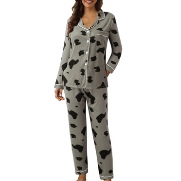 2025 Femmes Décontracté Col à Revers Bouton Confortable Chaud Pyjamas Femmes Pêche Carreaux Imprimé Deux Peignoir et Ensemble de Pyjama pour Femmes Pièce Manches Longues Pyjamas Ensemble de Pyjamas pour Femmes Pyjamas