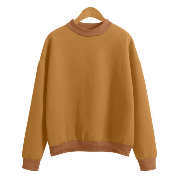 cfhntfmh Chandail à Col Rond pour Femmes en Molleton Chaud à Manches Longues Chandail 2024 Vêtements d'Automne Mode Col Rond T-Shirts Basiques
