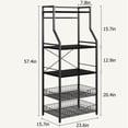 thumbnail image 2 of Rustic Microwave Stand, 5-Tier Storage Rack with Adjustable Feet and Anti-Tip Kit, Engineered Wood, Rustic Gray/Rustic Black, 2 of 9