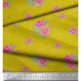 thumbnail image 3 of Soimoi Tissu Popeline de Coton Imprimé Tourbillon, Feuilles & Roses au Mètre 56 Pouces de Large, 3 of 3
