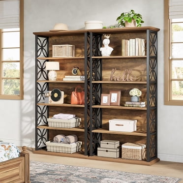 71" Industrial Bookcase, 6-Tier Tall Bookshelf with Metal Frame, Freestanding Open Storage Shelves