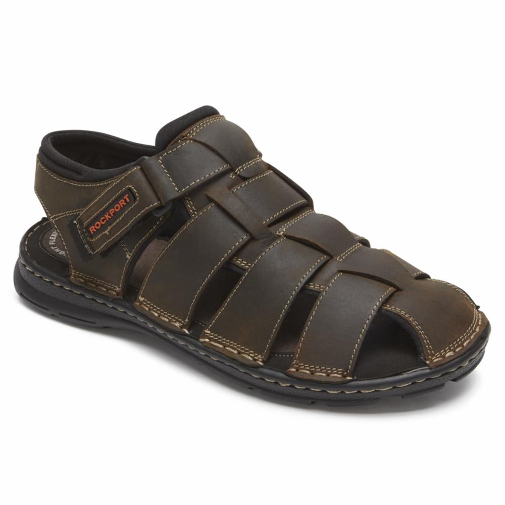 Rockport Men DARWYN FISHERMEN BROWN II/LEATHER SANDAL