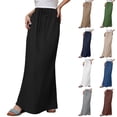 thumbnail image 2 of GPOECD Linen Maxi Skirts For Women Summer Comfortable Drawstring Waist A Line Boho Long Flowy Skirt, 2 of 8