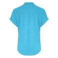 thumbnail image 5 of WEIYLL Womens T Shirts Summer Loose Fit V Neck Curved Hem Flowy Solid Sky Blue Tees Sizes M, 5 of 5