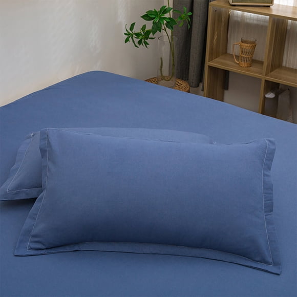 Solid Color Polyester Pillowcase 18.90x29.13 Inch Soft Breathable Sleep Pillow Cover for Bedroom Machine Washable Pillow Case in 5 Colors Beige,Dark Blue,Pink,Hot Pink,Yellow for Standard Pillow
