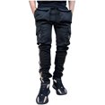 thumbnail image 1 of XZNGL Men's Multi-pocket Reflective Straight-leg Sports Casual Overalls, 1 of 3