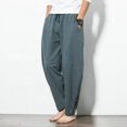 thumbnail image 2 of Pantalon de Lin Décontracté Décontracté Léger à Taille Élastique pour Hommes, 2 of 6