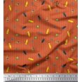 thumbnail image 1 of Soimoi Tissu Voile de Coton Orange Rayé & Imprimés d'Insectes au Mètre 56 Pouces de Large, 1 of 3