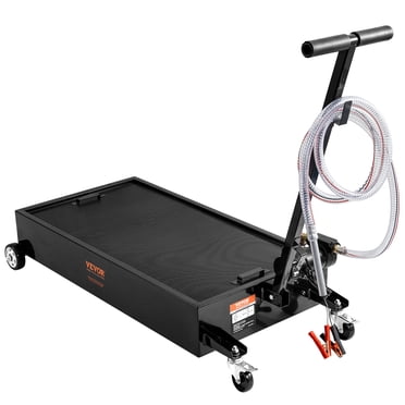 SKYSHALO Plateau d'Égouttage d'Huile à Profil Bas, Plateau d'Égouttage d'Huile de 20 Gallons avec Pompe, Plateau de Vidange d'Huile avec Pompe Électrique de 180 W, Boyau de 8,2 Pi et Poignée Pliante, Chariot d'Égouttage d'Huile Roulant pour Camions, Autobus, VR