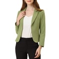 thumbnail image 1 of INSPIRE CHIC Women's Blazer Open Front Wear-to-Work Summer Crop Suit Jacket XS Avocado Green-Solid, 1 of 6