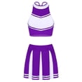 thumbnail image 3 of Oyolan Ensemble d'Uniforme de Cheerleader Sans Manches pour Femmes Adultes Jupe Plissée Mini Violette S, 3 of 4