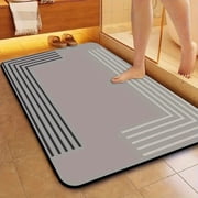Czzoypi Diatomaceous Earth Bath Mat, Super Absorbent Non-Slip Bathroom Rug, Quick-Dry Thin Floor Mat for Shower Tub Vanity Kitchen Easy Clean, Gray