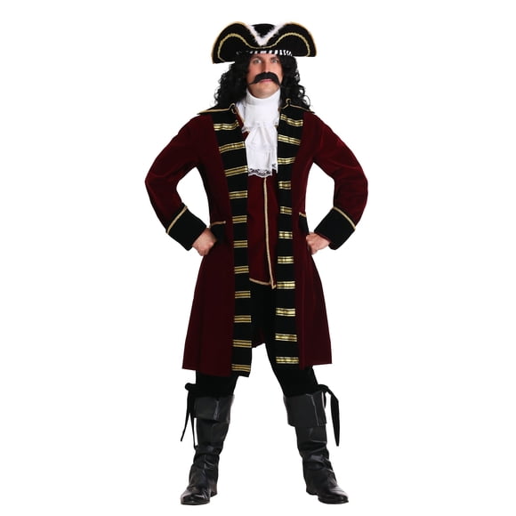 Plus Size Deluxe Captain Hook Costume Men's Pirate Costume