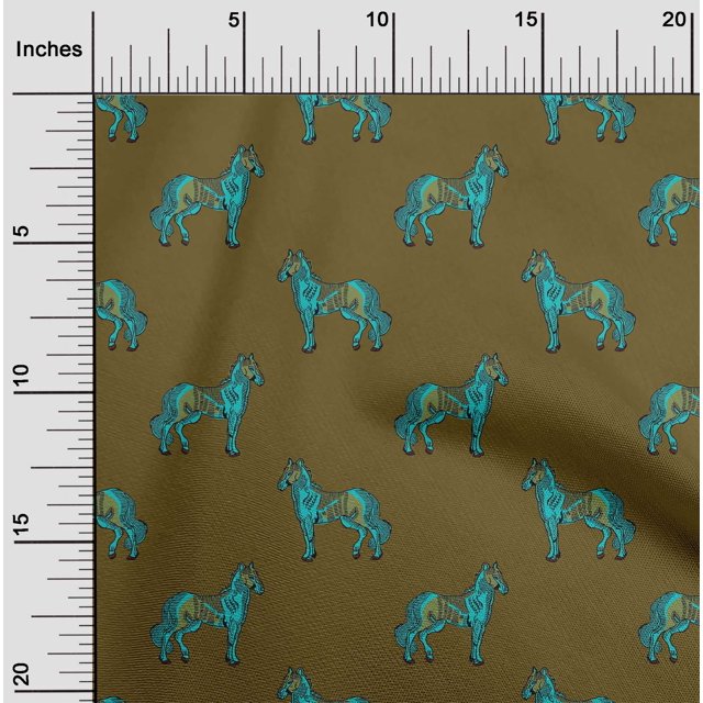 oneOone Viscose Chiffon Fabric Horse Block Print Fabric By Yard 42 Inch Wide