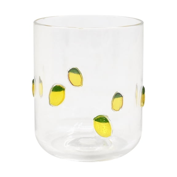 Mainstays Lemon Icon Plastic Lowball Drinking Glass, Lightweight & Reusable, 1 Piece
