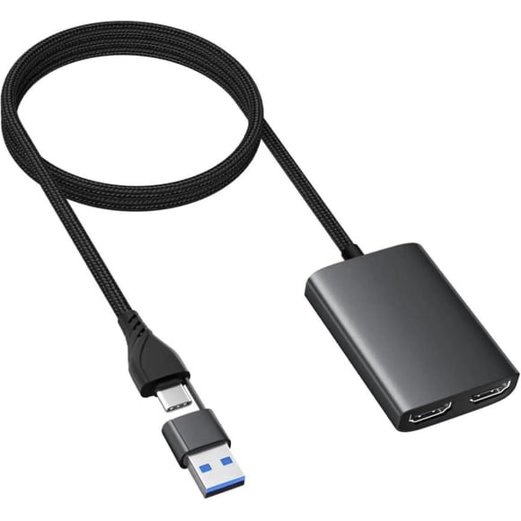 2024 New USB C/A To Dual HDTV Adapter for 2 Monitors | Splitter Extend Display & Mirroring Screen Converter for MacBook Pro Air M1 M2