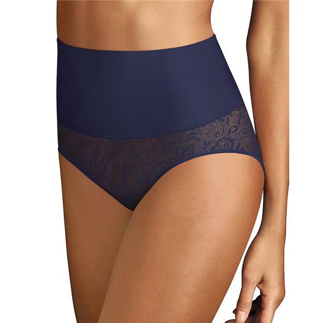 Maidenform Womens Tame Your Tummy Brief, S, Navy Lace